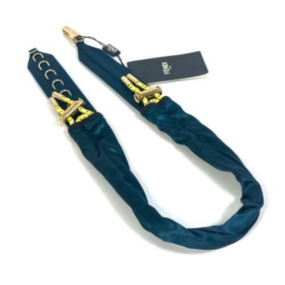 UNUSED FENDI 8C0627 belt Satin Canvas Blue Based - Picture 7 of 10